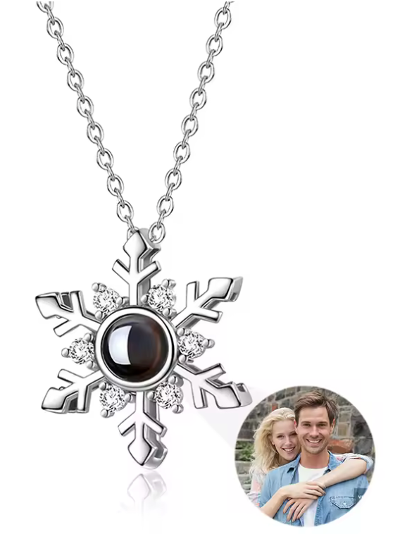 Collar Copo de Nieve con Foto Personalizada – Imagen Proyectada en Joya Única y Especial